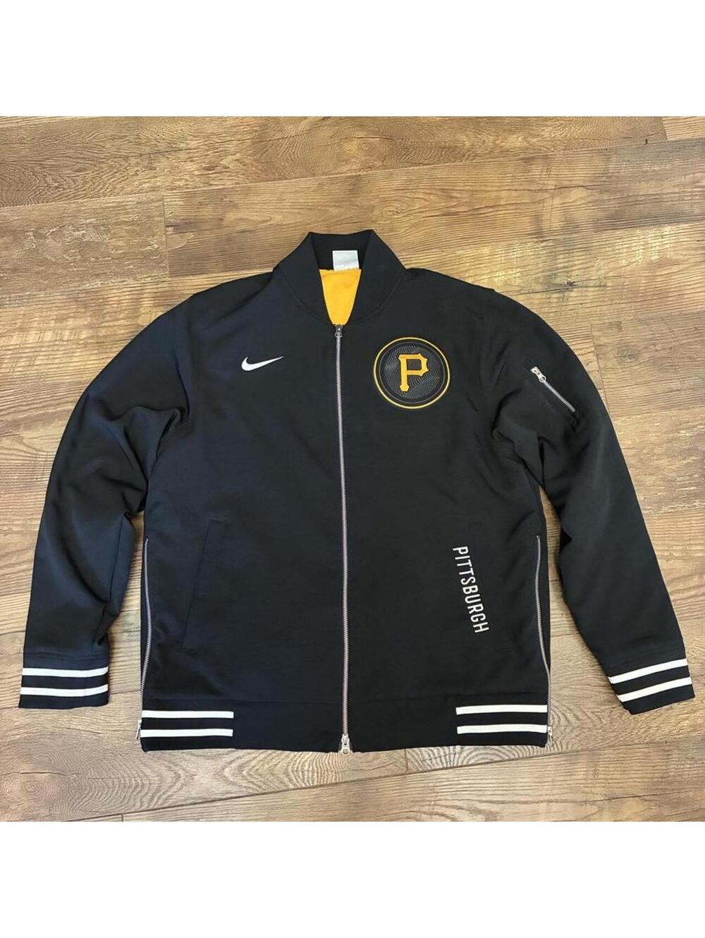 Nike Pittsburgh Pirates MLB Bomber Jacket Full Zip Black Gold L